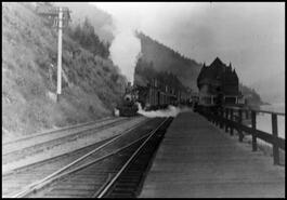 C.P.R. train at Sicamous railway station and hotel