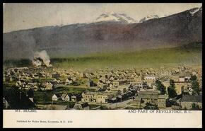 Postcard of Mount Begbie and part of Revelstoke