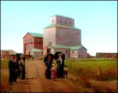 Visitors at Doukhobor community flour mill, Veregin, Saskatchewan
