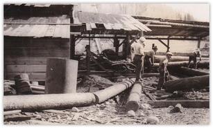 Men working at unidentified sawmill