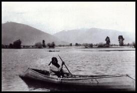 Sturgeon-nosed canoe on Goat River
