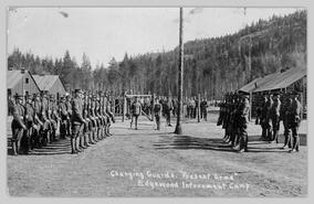 Changing guards - "Present Arms" at Edgewood Internment Camp