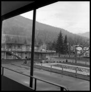 Courtyard from balcony at Alpine Motel