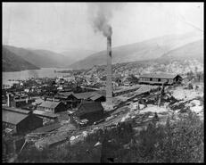 View of Nelson from Rosemont with the Hall Mines smelter in foreground