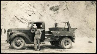 Alec Jessiman with truck at Gypsum Mine