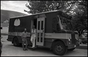 Ron Welwood and Helen White  with bookmobile