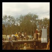 Group on a truck bed at official Seaton Park opening