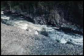 Travelling the Big Bend Highway, view of  rapids in the Columbia River