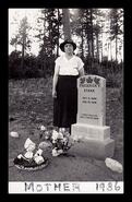 Mary Vera Edmunds beside her father's grave