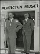 [Alderman Frank Eraut and Reg Atkinson at opening of Penticton Museum]