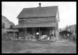 Log house on J.R. Jackson ranch west of Midway